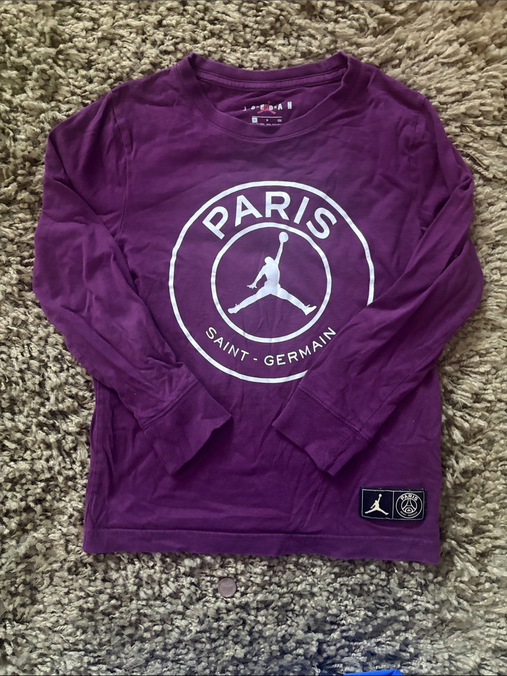 Jordan SIZE S 8-10 yr Purple PSG Shirt with White Logo